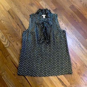 J crew ruffled silk block print top